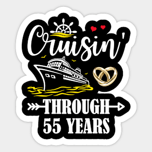 Cruising Through 55 Years Family 55th Anniversary Cruise Couple Sticker